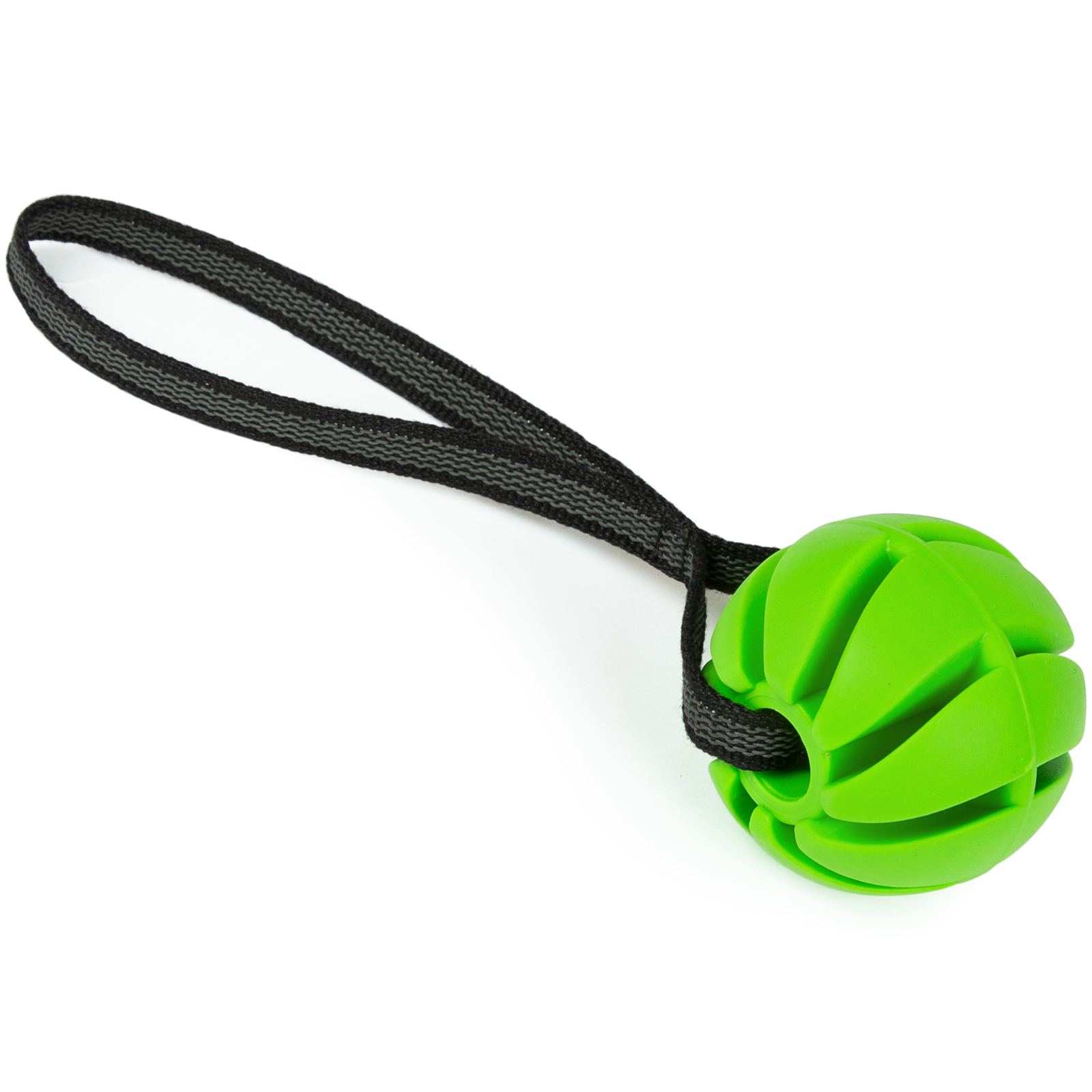 CopcoPet - Hundeball spirale mit gummierte Handschlaufe Grün 6 cm